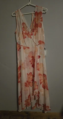 Calvin Klein Cream Colored Wrap Dress with Floral Print Size 12 - Image 1 of 4
