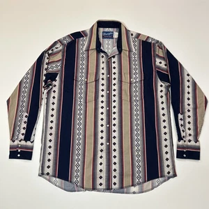 Vtg Wrangler Western Pearl Snap Shirt Mens Size XL Extra Large Southwest Rodeo - Picture 1 of 12