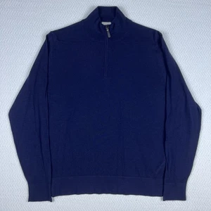 $975 Mens CANALI Cashmere Blend 1/4 Zip Pullover Sweater Navy 50 US 40 - Picture 1 of 9