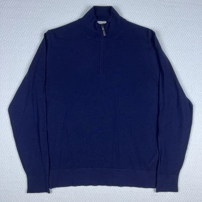 $975 Mens CANALI Cashmere Blend 1/4 Zip Pullover Sweater Navy 50 US 40 - Image 1 of 4