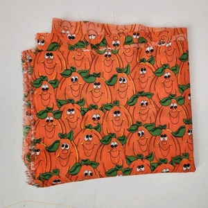 Collectible Halloween Fabric Happy Jack O Lanterns 1.2 Yards Vintage Pumpkins - Picture 1 of 2