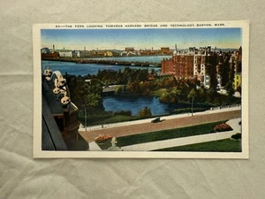 The Fens Looking Towards Harvard Bridge & Technology Boston MA Postcard c1931 - Picture 1 of 2