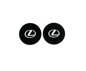 Car Coasters for Lexus (2 pc) Cup Holder Mat Pad Silicone Black 2.75" - Picture 1 of 2