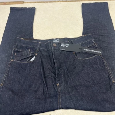 WILLIAM RAST Slouch Drop Crotch Butn Fly Skinny Jeans Dk Wash Tag 34x34 - Image 1 of 4