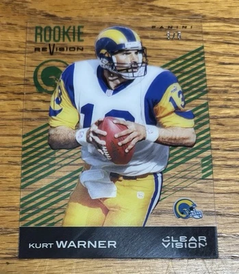 KURT WARNER 2015 Panini Clear Vision Green Rookie Revision 3/5 Rams HOF - Image 1 of 2