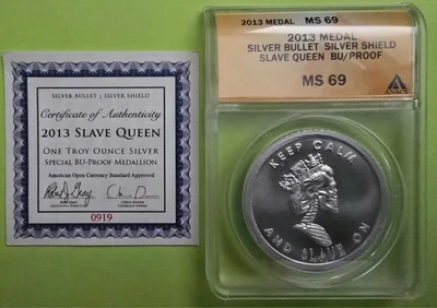 2013 Silver 1 oz SLAVE QUEEN Special Edition BU/Proof Round - SBSS - Image 1 of 3