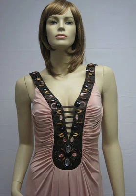 Sue Wong N8180 Peach Rose Brown Evening Beaded Dress Gown 6 4 Designer Long Maxi - Image 1 of 4