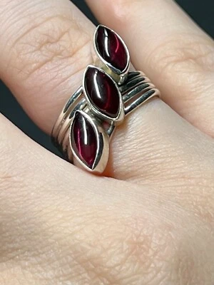 Anillo de plata de ley 925 granate rojo talla 7 Foto 1 de 3