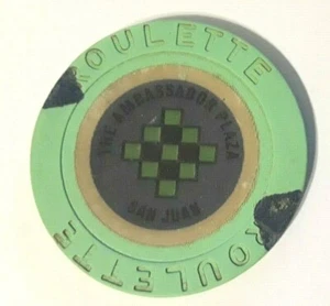 AMBASSADOR PLAZA Hotel Grn Diam ROULETTE Casino Chip Condado SANJUAN Puerto Rico - Picture 1 of 2
