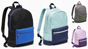 Zaino nuovo con etichette vecchia navy tela bloccata a colori borsa scuola cinturino regolabile NUOVO - Foto 1 di 9