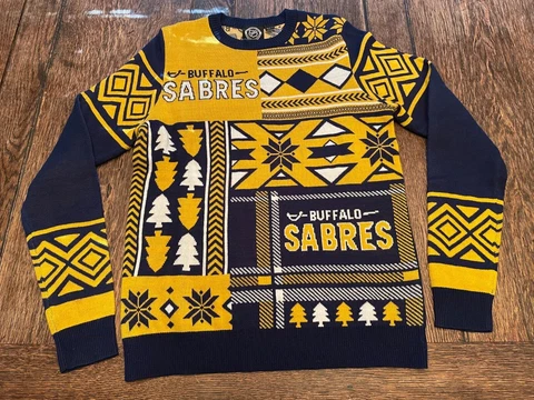 BUFFALO SABRES men's S small Ugly Christmas sweater NHL hockey Thompson New York Cover