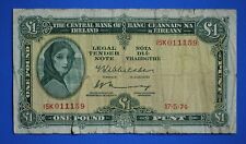 1974 Ireland Irish Eire, One Pound, £1 banknote, Lady Lavery, LARGE TEAR [29552]