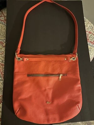 Bolso de Hombro Grande Nardelli Hecho en Italia Cuero Rojo Naranja/Bolso Bandolera Foto 1 de 3