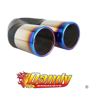 2.25" Inlet Dual 3" Outlet Exhaust Tip Rolled In Stepped 9" Long Blue Flame - Picture 1 of 1
