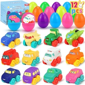 Prefilled Easter Eggs with Toy Cars: 12Pcs Filled Easter Eggs with Soft Rubbe... - Picture 1 of 7