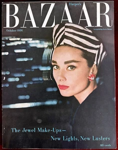 Harper's Bazaar ~ October 1956 ~ Audrey Hepburn Avedon Suzy Parker Chanel Dior - Imagen 1 de 16