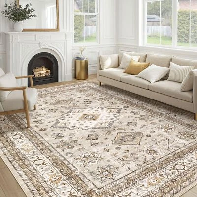 Vintage Living Room Area Rug 9x12 - Large Soft Washable Oriental Traditional ... - Image 1 of 4