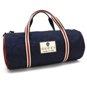 Auth GUCCI Duffle Bag Crest 189656 Traveling bag Navy Multi-Color Nylon T00O - Picture 1 of 9