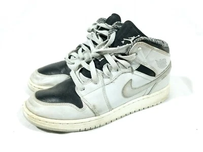 Nike Air Jordan 1 Mid Platinum Grey White Silver Black Size 7Y -640735-032 - Image 1 of 4