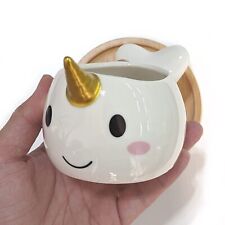 Cute Narwhal Succulent Planter Small Flower Ceramic Pot with Bamboo Tray