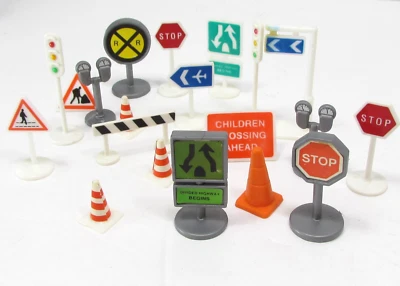 20 pc Vintage Road Champs Micro Machines Road Signs - +Rail Road City Pieces? - Image 1 of 2