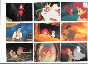 LITTLE MERMAID 16 trading cards plus 2 stand-ups Disney 1989.