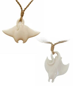 Hawaiian Genuine Buffalo Bone Stingray Pendant Adjustable Necklace Choker - Picture 1 of 7