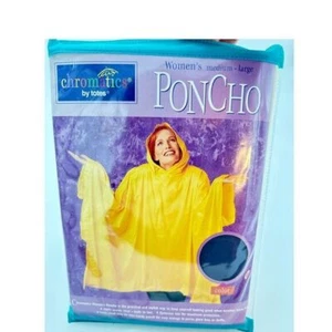 Totes Chromatics Women's Med-Large Rain Poncho Waterproof Emergency Weather Blue - Picture 1 of 3