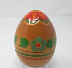 Huevo de madera decorativo floral Pascua vintage 2,5 pulgadas - Imagen 1 de 6
