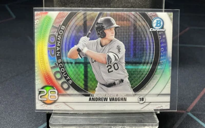 2020 Bowman Chrome #BTP-28 Andrew Vaughn Scouts Top 100 Refractor White Sox  - Image 1 of 2