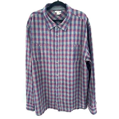 Camisa manga larga CARBON2COBALT gris púrpura azul a cuadros con botones talla XXL 2XL Foto 1 de 4