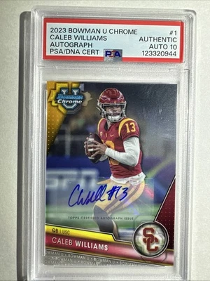 2023 Bowman University Chrome Caleb Williams #1 Autograph PSA 10 - Image 1 of 4