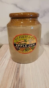 Antik beige/braun Steinzeug PC Flotte KIRKWALL Apfel Marmelade Vintage 8,5" hoch Glas - Bild 1 von 7