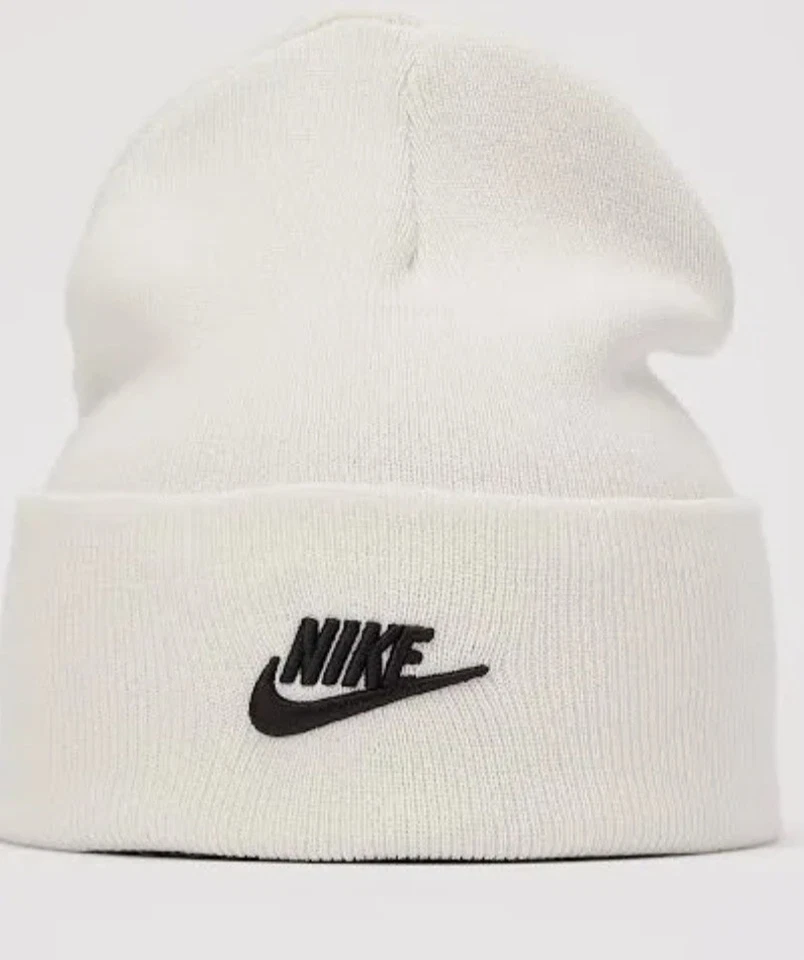 Nike Peak Tall Cuff Futura Beanie Knit Hat Summit White Unisex OS FB6528-121