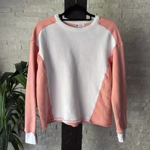 Sundry Evereve Peach Orange and White Color Block Sweatshirt Size M - Bild 1 von 8