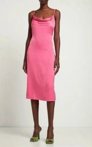 Revolve WeWoreWhat Cowl Midi Satin Charmeuse in Hot Pink NWT Size 8 - Picture 1 of 6