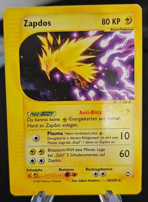 Zapdos / 44/147 / Aquapolis / (Front Exc / Back Good) / Deutsch / 2003 - Bild 1 von 2