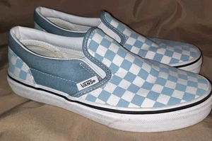 Vans Zapatos a Cuadros Azul y Blanco Sin Cordones Jóvenes Niños Talla 3 Unisex - Imagen 1 de 6