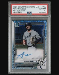 Bowman Chrome Mega Box Refractor 2021 Austin Wells autógrafo PSA 10 - Imagen 1 de 3