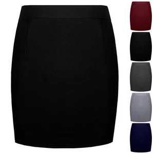 Kids Girls Mini Skirt Plain High Waisted Pencil Tube Casual Fitted Party Bodycon - Picture 1 of 6