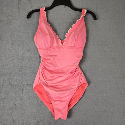 Traje de baño Kate Spade New York festoneado en contraste para mujer pequeño rosa peonía *LEER* Foto 1 de 4