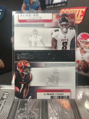2021 Panini Contenders - Round Numbers #RN-KPI Ja'Marr Chase, Kyle Pitts (RC) - Image 1 of 4