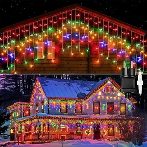 LED Lichterkette Eisregen Weihnachtsbeleuchtung Bunt 400-800 LED Eiszapfen Außen - Bild 1 von 30