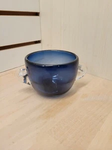 Herb A. Thomas Signed "HAT" Blue Art Glass Bowl - Picture 1 of 12