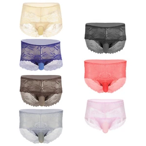 Calzoncillos boxer elásticos transparentes con bolsa abultada de encaje floral para hombre ropa interior - Imagen 1 de 195