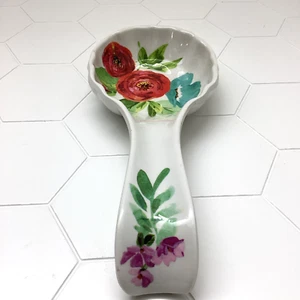 The Pioneer Women Spoon Rest Red Poppies Floral Pattern Melamine 8.75" Clara - Picture 1 of 12