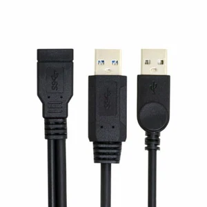 USB 3.0 Female to Dual USB Male Extra Power Data Y Extension Splitter Cable 20cm - Picture 1 of 10