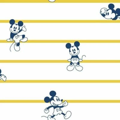 DI0931 York Disney Mickey Mouse Stripe Unpasted Yellow Wallpaper - Image 1 of 4