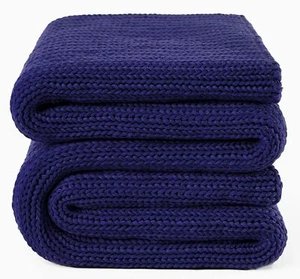 Guohaoi Knitted Weighted Blanket(Dark Blue 60"x80" 15lbs),Home Décor Cooling ... - Picture 1 of 8