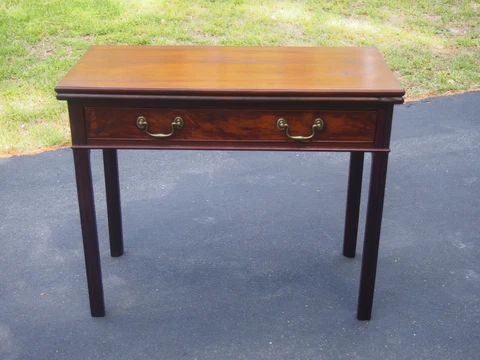 AMERICAN PERIOD CHIPPENDALE GAMES TABLE - PA - MAHOGANY FOLD OVER w/MOLDED LEGS Cover
